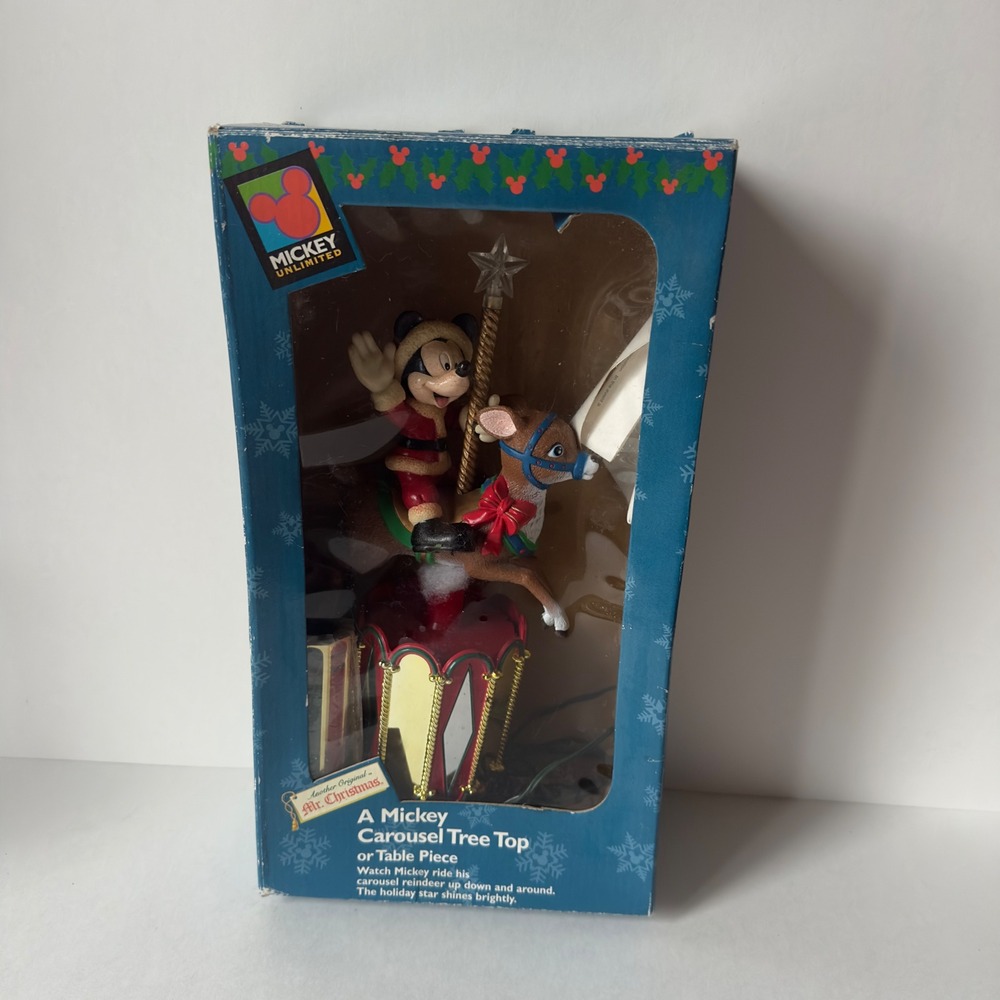 Mr. Christmas Mickey Mouse Carousel Tree Top Table Piece Animated Disney 1997